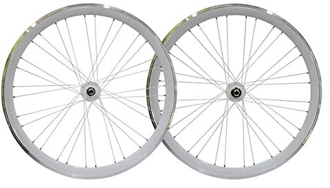 ZFF 700C Fahrrad Mit Festem Gang Radsatz 40mm Fixie Fahrrad Vorderrad Und Hinterrad Räder Aluminiumlegierung V Bremse Rückwärtsfahren Rückwärtsbremse (Color : White)