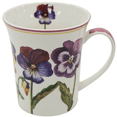 Rammento Set of 4 Leonardo Collection Pansy Fine China Gift Boxed Floral Mug Set 300ml