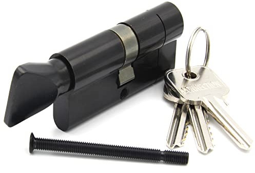Anti-Theft Euro Thumbturn Cylinder,Matte Black 35/35T 70mm,Euro Door Barrel Lock with 3 Keys,Brass Cylinder and Zinc Knob,Suitable for All Door Types