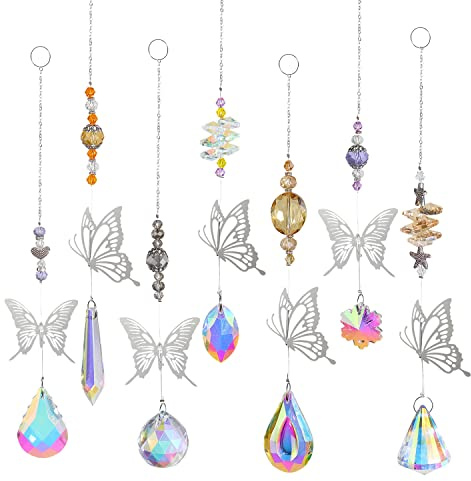 Kristall-Sonnenfänger, Crystal Suncatcher, hängendes Glas, Sonnenfänger, Prismen-Anhänger, Regenbogen-Prisma, Fenster, Anhänger Suncatcher, Dekoration für Haus, Garten, Hochzeit