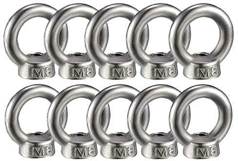 KYYLZ 10 Stück Ringmutter M8 Augenmutter 304 Edelstahl Gewinde Ösenmutter Ringmuttern Augenmuttern Hardware Ringösen zum Heben von Zubehör Augenmutter