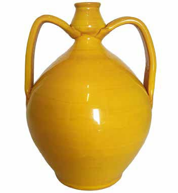 Ceramiche Angela Rinaldi Anfora Giallo Ocra in Ceramica di Vietri Dipinta a Mano Altezza cm 25 Diametro cm 16 Maiolica Oggetto Design Giara Terracotta