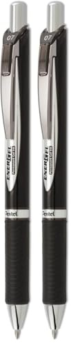 Pentel EnerGel Document BLP77-AX Gel-Tintenroller, schwarz, 0,7 mm Strichstärke, Druckmechanik, nachfüllbar, wasserfeste, lichtechte Tinte - dokumentenecht nach ISO 27668-2, 1 Stück (2er Pack)