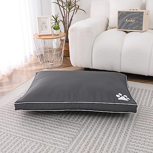 Waterproof Large and Extra Large Dog Beds Cushion Mattresses Washable Zipped Cover Super Soft Cosy Plush Comfy Heay Duty Dogs Puppy Pet Bed Mattresses Cushions (Grey, Extra Large - 78x120x6cm)