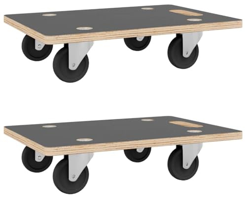 vidaXL Transport Trolleys 2 pcs, Moving Trolley with Anti-slip Pad, Furniture Mover with Rotatable Castors, Platform Dolly, Rectangular