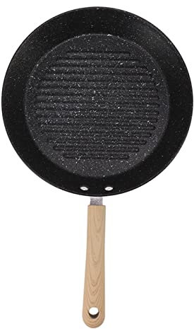 Marooma Bistecchiera Universale Antiaderente in Ferro a Fondo Piatto, Padelle per Piani Cottura per Carne, Bistecche, Pesce Creazioni per la Colazione per Piani Cottura Padella in Ghisa per Grigliare