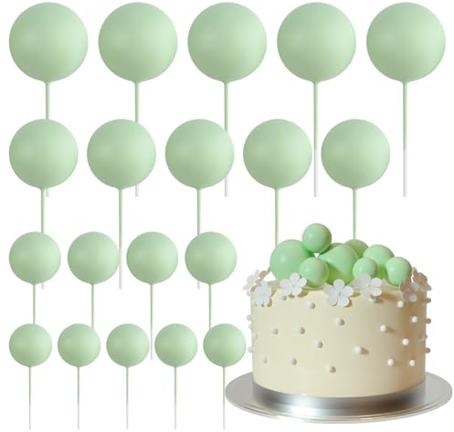 ASTARON 20 Piezas Adornos de Bolas para Pasteles Mini Globos Adornos para Pasteles Bolas Selecciones para Pasteles para Decoraciones de Pasteles de Cumpleaños y Bodas (Verde claro)