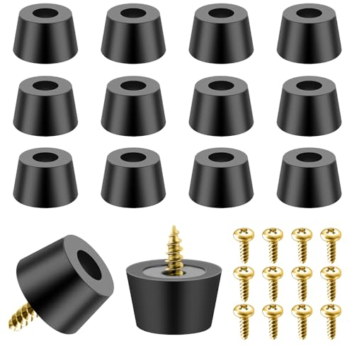Teaaha, 12 Pieds en Caoutchouc à Visser Lot, Pieds Antidérapants en Caoutchouc Noir pour Meubles, Électronique et Application