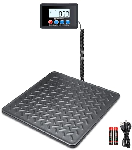UNIWEIGH Postal Scales,440lbs x 10g Digital postage scales,Durable Alloy Steel Platform,Heavy Duty Scales for Packages/Warehouse/Luggage,Parcel scales with LCD/Hold/Tare function,batteries&USB Powered