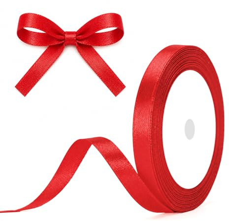 G2PLUS Rot Satinband 10mm, Dekoration Geschenkband, 22m Schleifenband zum Bastel, Rot Satin Dekoband für Geschenkverpackung, Dekoration