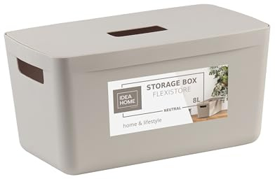 IDEA HOME Plastic Storage Box with Lid - Storage Boxes - Storage Organiser - Really Useful Boxes for Storing Various Items in the Living Room, Bedroom or Bathroom, 8L