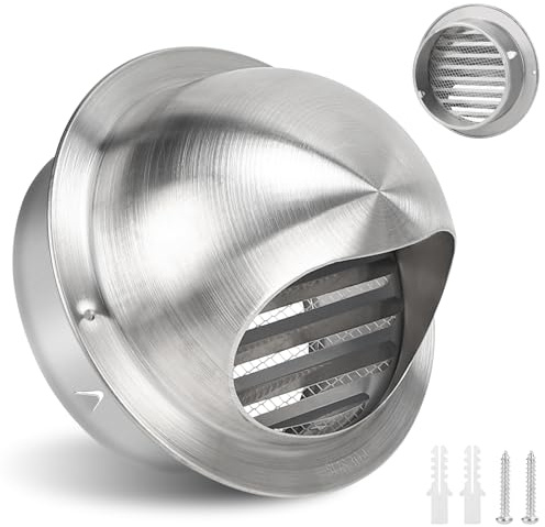 LALAGO Grille de ventilation ronde, 150 mm en acier inoxydable avec clapet anti-retour intégré, grille de protection météorologique avec moustiquaire intégrée