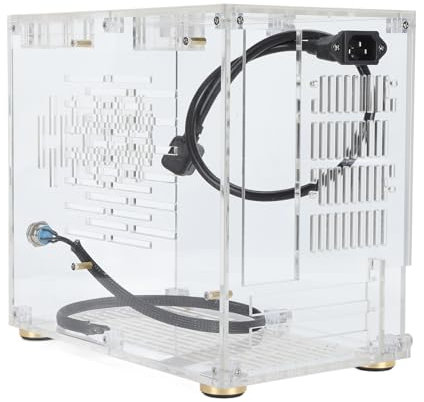 Small Form Factor Mini ITX Case, Open Hollow Cooling Portable PC Case, Panoramic Transparent Panel Computer Gaming Case, 266x235x161mm