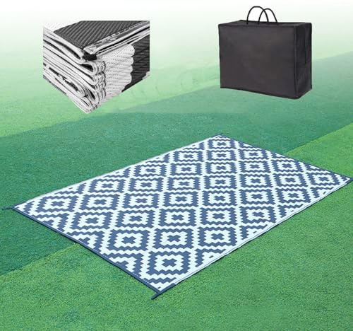 HGTRH Outdoor Teppich Camping Faltbar, Balkon Teppich Wasserfest 120x200, Leicht Tragbar Teppich für DraußEn Wohnmobil mit Handtasche, Beidseitig Verwendbar Kunststoff AußEnteppich für Campingwagen