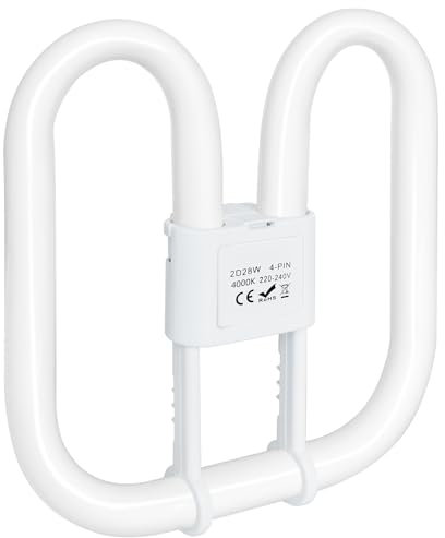 GR10Q 4-PIN 28W Compact Fluorescent Lamp Neutral White 4000K, 230V(Large Size 20 * 20cm), Recessed Ceiling Light, CFL Light Bulb, Low Energy Light Bulb, Suitable for Indoor Stair Corridors, Halls