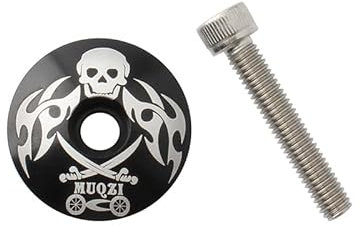 LUOKEKE SteuersäTze Fahrrad Headset Top Cover mit silbernen Schrauben Aluminiumlegierung Fahrrad Headset Cover MTB Fixed Gear Radfahren Headset Top Cap Cover Ahead Kappe(Skeleton Black)