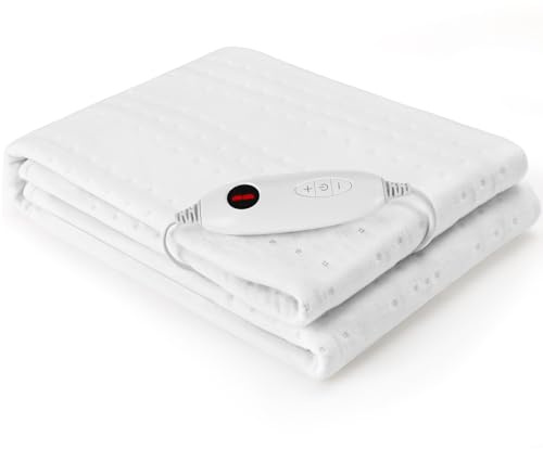Clevich 150 x 80 cm Heated Electric Blanket with 8 Hour Automatic Shut-Off Time, 6 Temperature Levels, Detachable Controller & Machine Washable, 100W Heated Bed Pad Mattress Heater for Single Beds