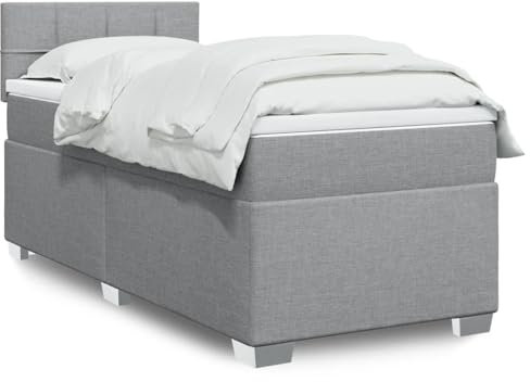 qohoio Boxspringbett mit Matratze Hellgrau 100x200 cm Bett Boxspringbett Bett Mit Matratze Schlafzimmer MöBel Betten Stoff - 3288099