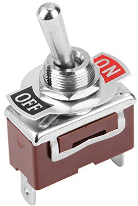 Baxnore Interruptor de palanca momentáneo de 2 posiciones, interruptor de acción rápida de 15 A, interruptor de botón de montaje en panel, interruptor basculante compacto para