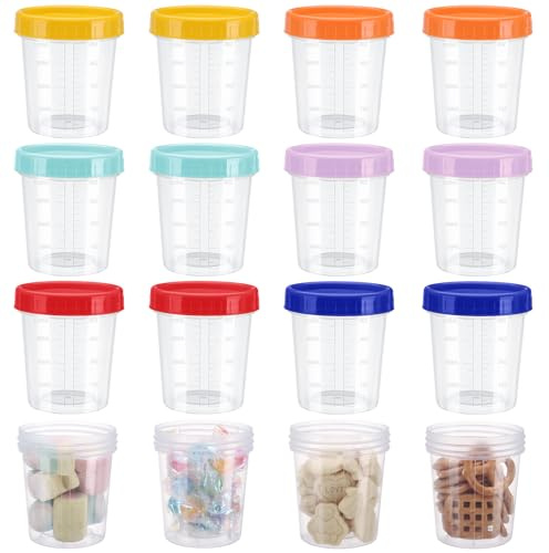 saerryor 12 Pack Small Food Containers with Lids, 120ML Plastic Food Container with Graduation,Reusable Food Container Set for Sauce, Snack, Yoghurt, Microwave and Fridge