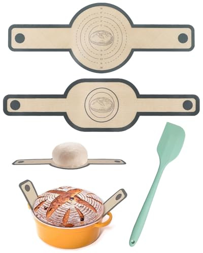 TPZORJX 2 Piezas Esterilla de Silicona para Hornear con Pequeño Raspador,Honda de Horno Holandés,Esterilla Reutilizable para Hornear Pan con Mango Largo para Moldes de Pan y Tapetes de Masa