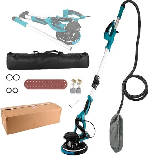 Levigatrice Elettrica Da 1390 W Con Asta Di Prolunga Da 73 Cm/Luce LED, Levigatrice Elettrica Pieghevole per Pareti, Velocità Variabile a 6 Velocità, Rotazione Della Testa Di 90°,B