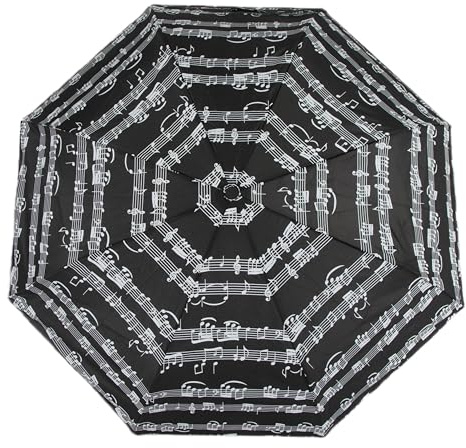 Susino Automatik Taschenschirm Ø100 cm – Winddichter Sturmschirm mit Musiknoten Design, kompakter Reise-Regenschirm