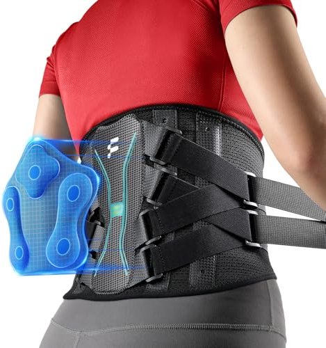 Fitomo Fascia Lombare Supporto Schiena, Cuscino di supporto 3D, Supporto Ergonomico e Stecche in Fibra di Carbonio per Lavoro, Sciatica, Postura