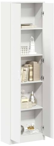 vidaXL Garderob med hylla Vit 55 x 25 x 189 cm Konstruerat trä, Sovrums garderob, rektangulär modern förvaringsenhet, träskåp med svängdörrar, förbättra klädorganisationen