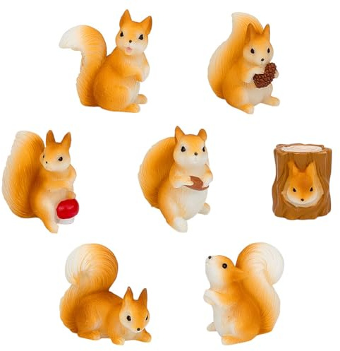 MAYJOYDIY 14 Stück Mini Eichhörnchen Figuren Aus Kunstharz Herbstbäume Haselnuss Figuren Kollektion Winzige Waldtier Eichhörnchen Figur Für Landschaftsbau Outdoor Garten Rasen DIY Pflanzer Dekoration