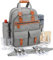 Picnic Backpack Bag for 4 Person with Cooler Compartment and Wine Holder,Fleece Blanket,Cutlery Set,for Camping,Beach,Day Travel,Hiking,BBQ and Family/Couples Gifts,Accessories,Supplies(Light Gray)
