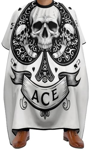 Hair Dye Cape Ace Spades Skulls Grunge Vintage Art, Waterproof Barber Cape Unisex Barber Hairdresser Capes for Men Women 140X168cm