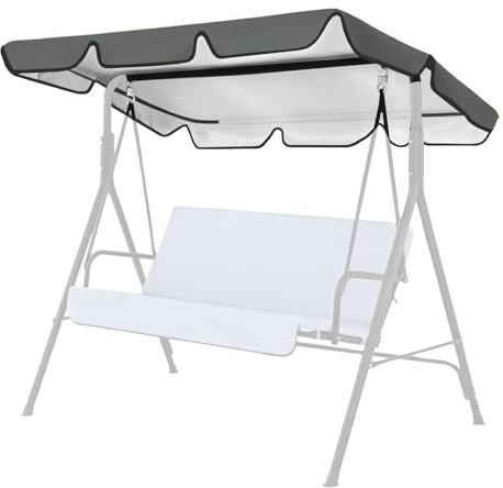 Hollywoodschaukel Dachbezug 210 x 145 cm, 420D Oxford-Tuch Grün Wasserdicht Dach für Hollywoodschaukel, Universal Dach für Hollywoodschaukel, UV-Schutz Sonnendach für Garten-Schaukel (Grau)