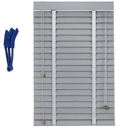 Estores Venecianos De Madera Persianas Horizontales Cortinas Privacidad Lamas De 5cm Ara Dormitorio Y Salón Cocina Oficina Baño(Gris)