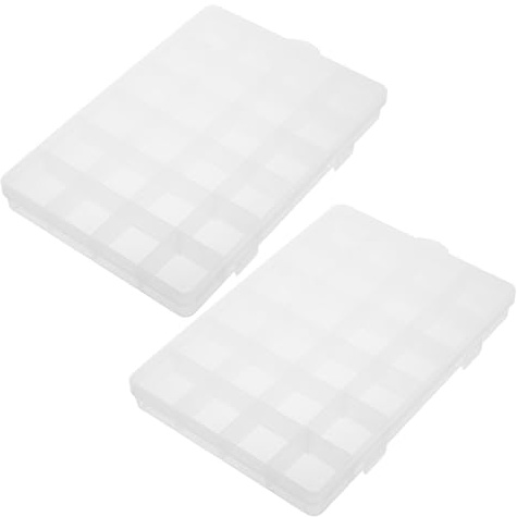 PartyKindom 2 Pezzi Scatola Smistamento Trasparente con Scomparti Regolabili Organizer Plastica Resistente per Gioielli Perlina Cucito e Materiali Artigianali Contenitore Facile da
