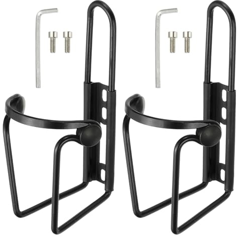 YELARXI Water Bottle Cage, Bike Water Bottle Holder, Lightweight Aluminum Alloy Bicycle Cup Cage with Beads & Screws Tool - Fitting for (Road/MTB Cycling/Touring Bike) 2 Pack & Black