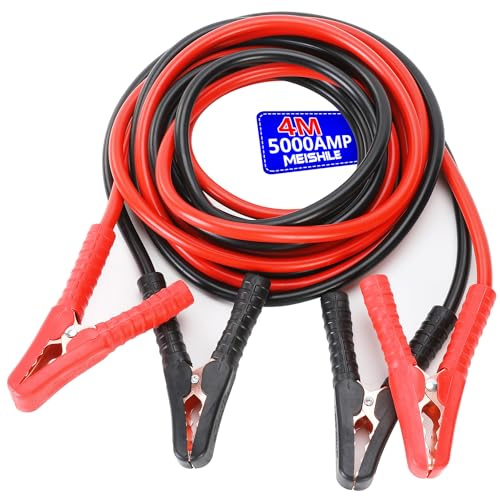 MEISHILE 2 X 4M Cable De Demarrage Voiture, 5000A Câbles De Démarrage, Cable Batterie Voiture, Cable Demarrage Voiture, Pince Batterie Voiture, Pince V