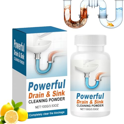 Drain Unblocker Powder, Sink Unblocker, Drain Cleaner & Pipe Dredging Agent, Dissolve Hair, Grease & Blockages in Kitchen Sink, Bathroom & Toilet Drains, Widely Application, Remove Unpleasant Odors
