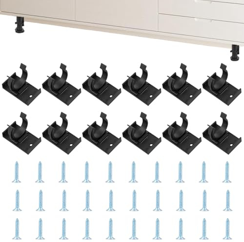 12pcs Attache Plinthe Cuisine,Fixation Plinthe Cuisine,Clip Plinthe Cuisine,Clip De Fixation Pour Plinthes, Clips Pour Plinthes De Cuisine, Avec 30 Vis, Pour Pieds De Cuisine De 26 À 28 mm