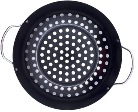 DOITOOL Plaque de Cuisson Ronde pour Barbecue Plat à Rôtir Antiadhésif avec Poignée Adapté pour Légumes Poissons Viandes