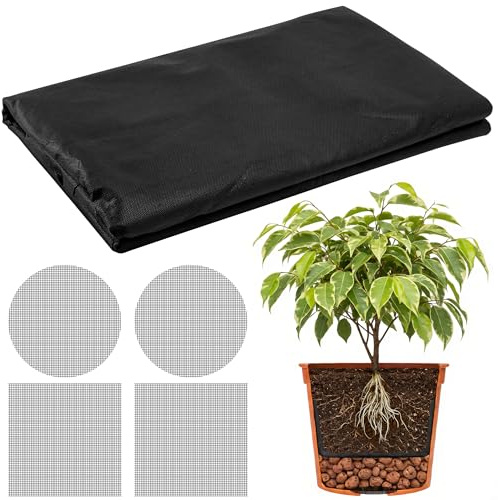 2Mx1M Filtervlies für Blumentöpfe-Vlies für Pflanztöpfe mit Drainagegitter | Schneidbar, 50g/m² Pflanzkübel Blumenkübel Unkrautvlies Drainagevlies vor Staunässe