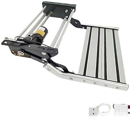 FgdVrelnor Elektrische Trittstufe Für Wohnwagen, Elektrische Einzeltrittstufe, 48,4 cm Hohe, rutschfeste Trittstufe, Aluminiumlegierung, 200 Kg Tragkraft, Led-Beleuchtung,Für Wohnmobile Und Wohnwagen