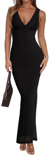 REORIA Womens Summer V Neck Sleeveless Maxi Dress Black Onyx Medium | REORIA Women's Summer V Neck Sleeveless Maxi Dress Sexy Long Dresses