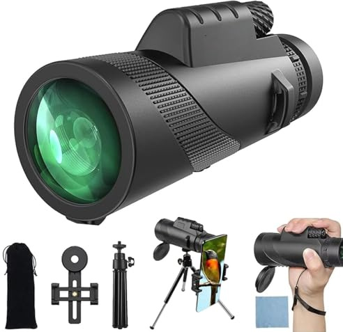 Severnier Monokular Teleskop, 12x50 Monoculars,mit BAK4-Prisma und FMC-objektiv, mit Smartphone Halterung stativ,Monocular kompakt für Konzerte,Sportveranstaltungen,Wildtiere,Camping (Schwarz-pro)