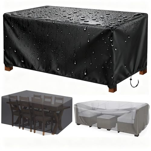 Exterieur Housse de Protection Salon de Jardin Rectangulaire Housse Table de Jardin 225x110x75cm/Longueur x Largeur x Hauteur Coupe Vent 420D Oxford Tissu Imperméable Bache de Protection Exterieur