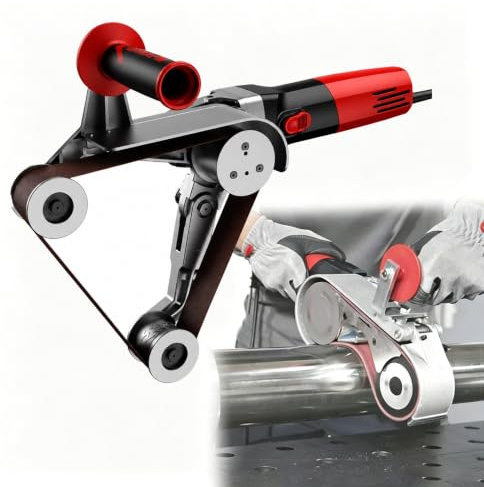Levigatrice A Nastro Per Tubi 1100 W, Lucidatrice Per Tubi Con 6 Velocità Variabili, Blocco Interruttore Per Cambio Rapido Del Nastro, Ideale Per Acciaio Inox, Ferro E Alluminio