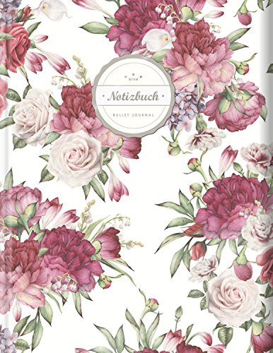 BULLET JOURNAL (©Star, A4, 156 Seiten, Softcover) || Mit Register || XXL Punktraster Notizbuch, Tagebuch, Gepunktete Seiten, Dot Grid Notebook, „Bouquets“