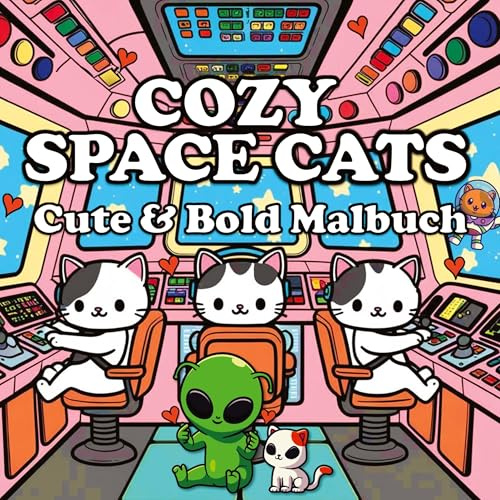 Katzen Malbuch - Cozy Malbuch - Space Cats: Katzen im Weltraum Cute & Chill Süßes Malbuch: Anti-Stress Malbuch für Entspannung & Stressabbau für Erwachsene und Jugendliche (Katzen Malbücher)