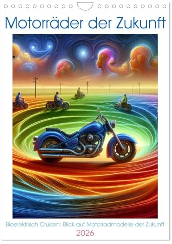 Motorräder der Zukunft (Wandkalender 2026 DIN A4 hoch), CALVENDO Monatskalender: Bioelektrisch Cruisen: Blick auf Motorradmodelle der Zukunft (CALVENDO Mobilitaet)