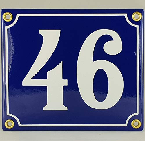 Plaque de numéro de maison émaillée (1-49) bleu-blanc/noir-blanc
